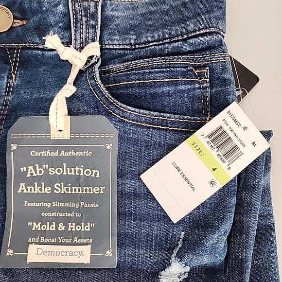 NEW Democracy Ab Solution Size 4 Slimming Pants Blue Ankle Skimmer Pants - Picture 4 of 11